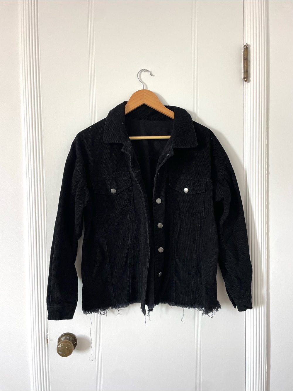 Black Corduroy Button-Front Jacket